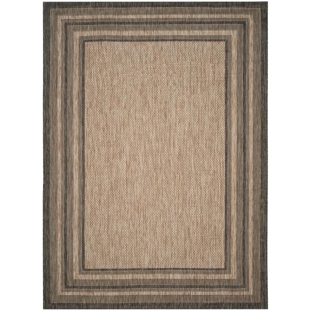 Natural Black Synthetic 9' x 12' Flat Woven Outdoor Rug