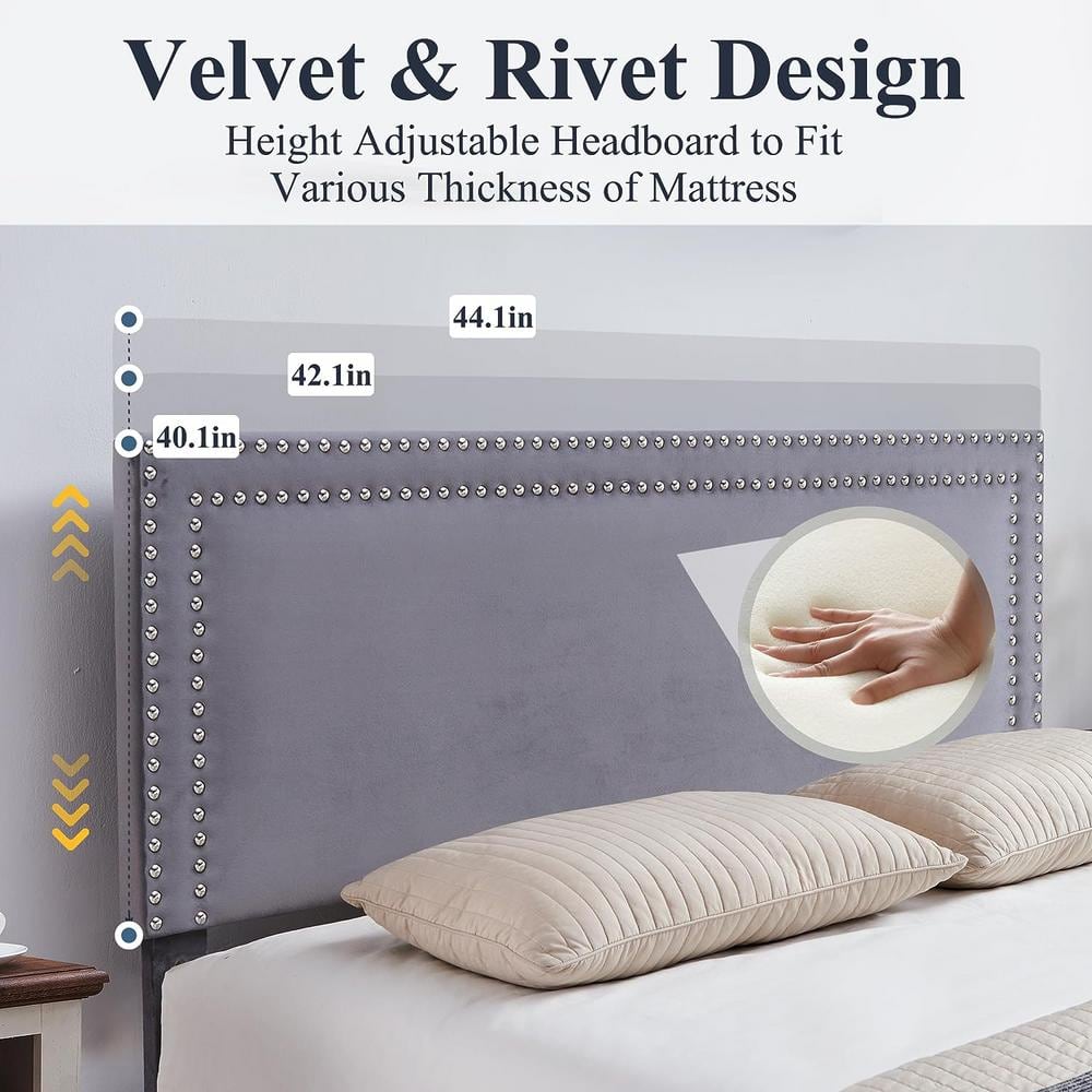 Platform Bed Frame Black Metal Frame King Size Platform Bed with 4 Storage Drawers, Upholstered bed with Headboard - thumbnail 10