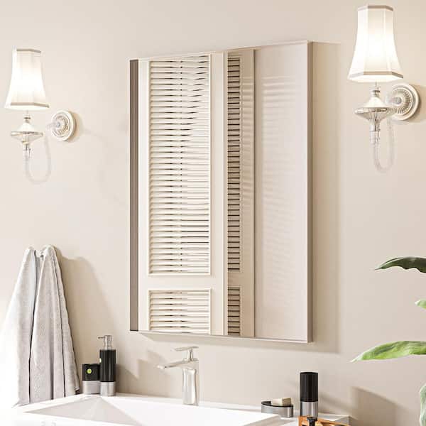 22 in. W x 30 in. H Rectangular Aluminum Framed Wall Bathroom Vanity Mirror in Brushed Sliver