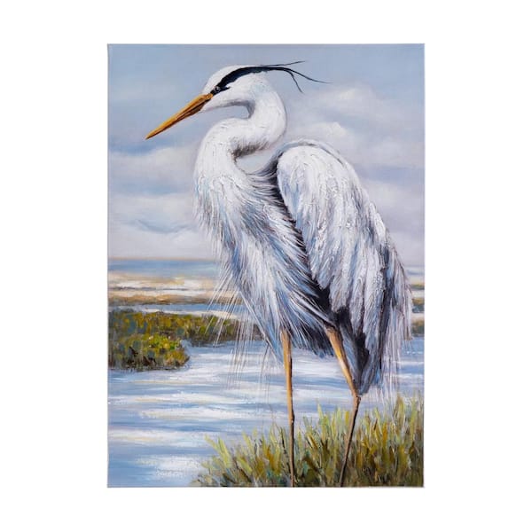 Yosemite Home Decor "Heron II" Unframed Handpainted Animals Wall Art 40 in. x 28 in.