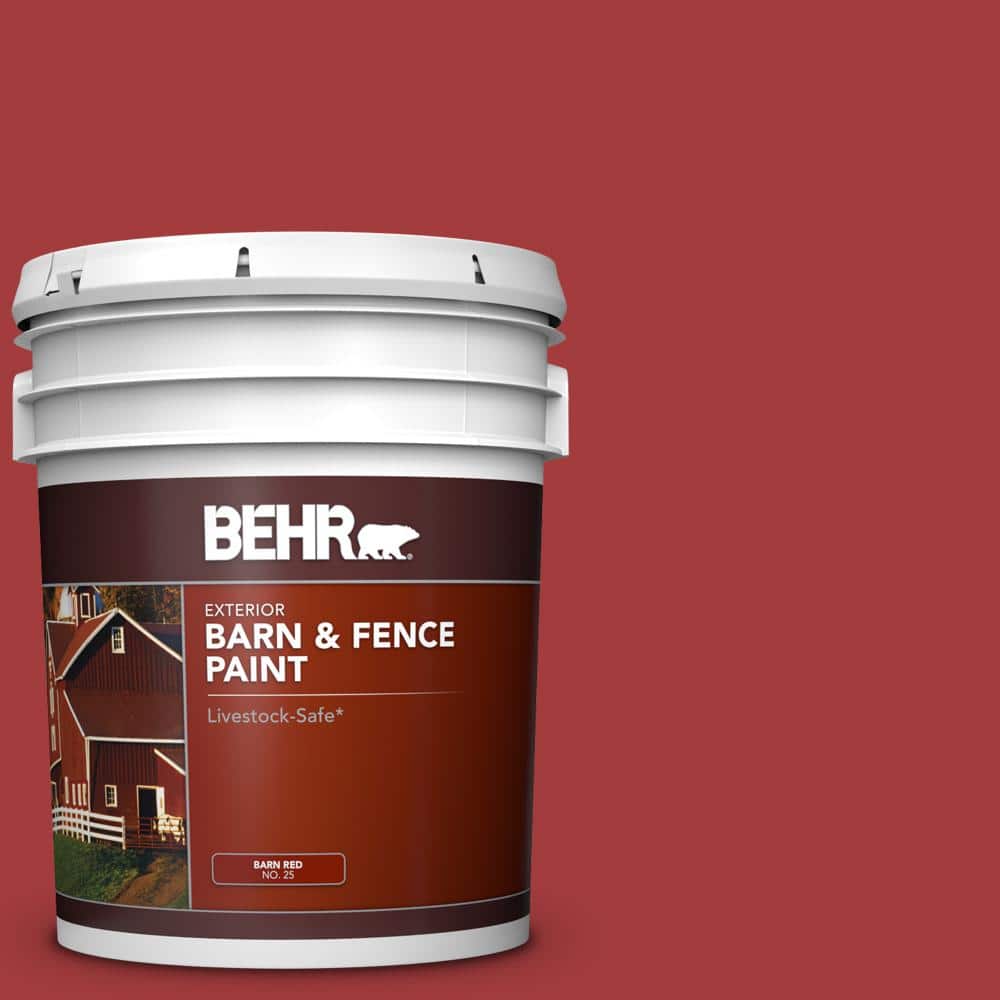 Behr 5 Gal Red Exterior Barn And Fence Paint 02505 The Home Depot
