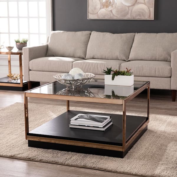 Square wood and glass deals coffee table