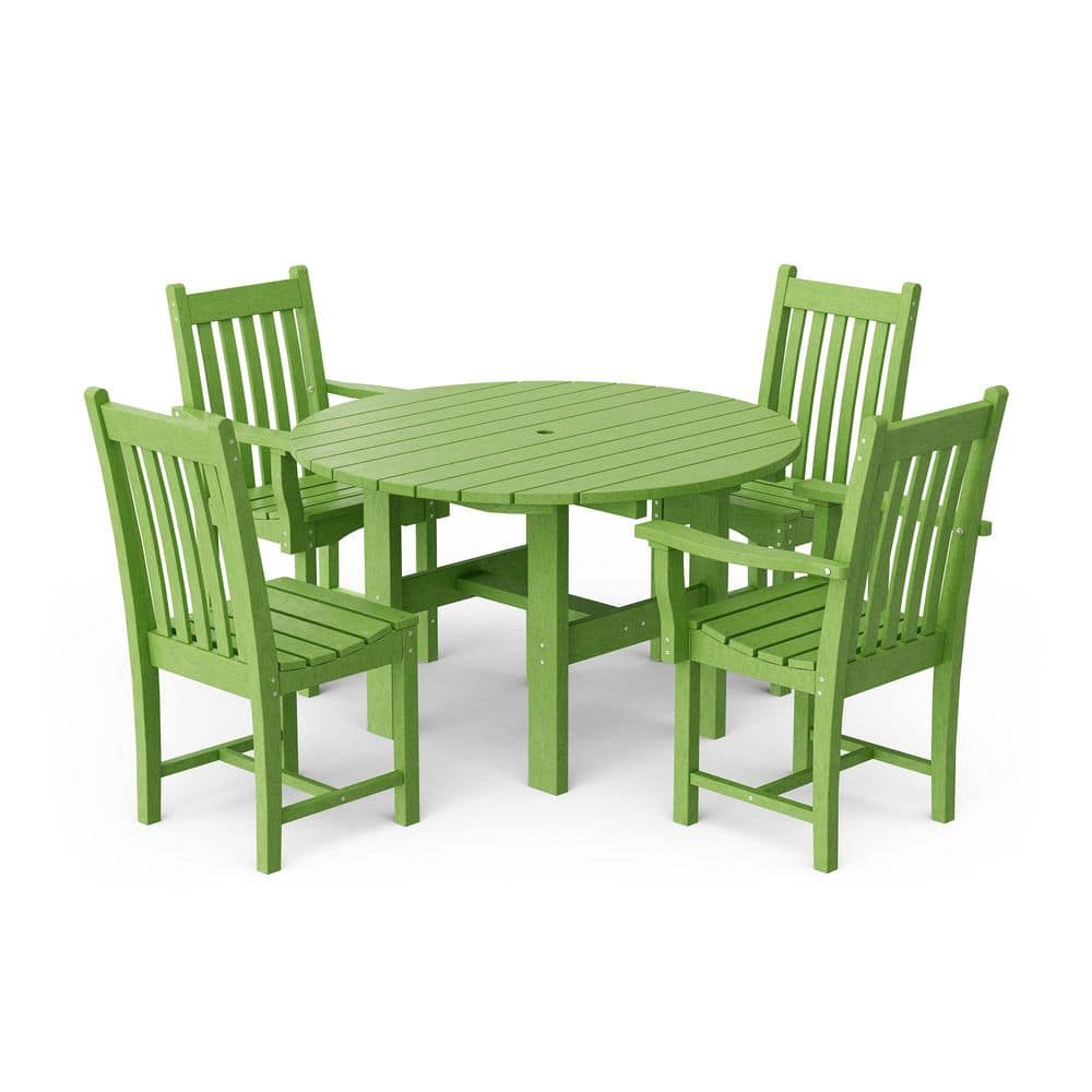 Classic Lime Green 5-Piece HDPE Plastic Outdoor Patio Dining Set with Dining Chairs price history on PriceWatchPro