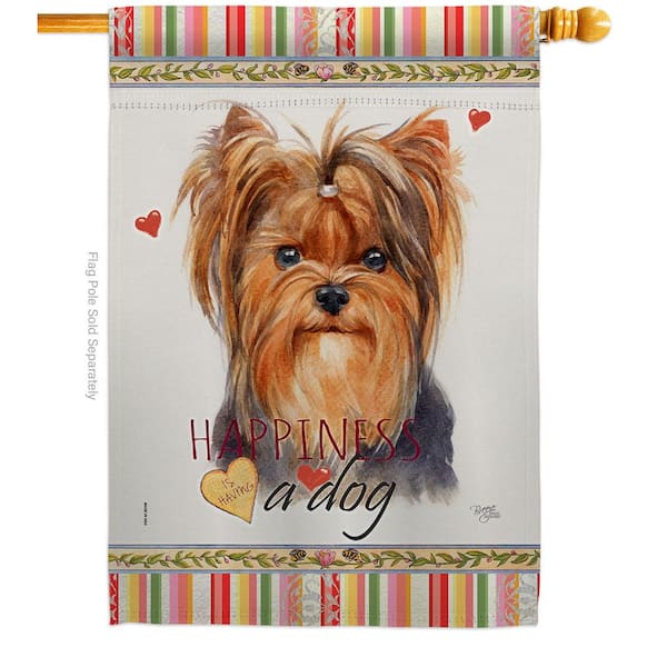 YORKIE house FLAG Dog ART VALENTINES day 28x40 Yorkshire Terrier painting 
