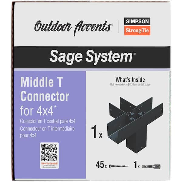 Outdoor Accents Sage System Black Powder-Coated Middle T Connector for 4x4 with Screws