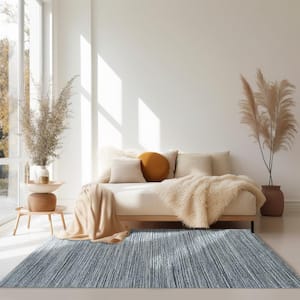 Natural Grey 6 ft. x 9 ft. Hand-Knotted Wool Modern Lori Baft Gabbeh Solid Color Area Rug