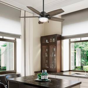 Antero 46 in. LED Indoor Matte Black Ceiling Fan with Light Kit