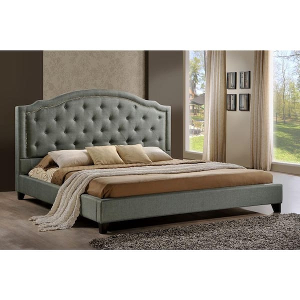 luxeo Brentwood Gray Queen Upholstered Bed