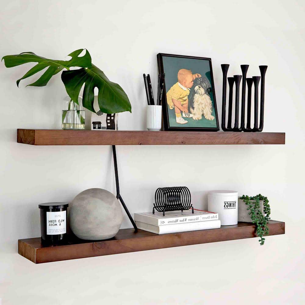 36 in. W x 6.5 in. D Rustic Farmhouse Decorative Wall Shelf - Bathroom Wood