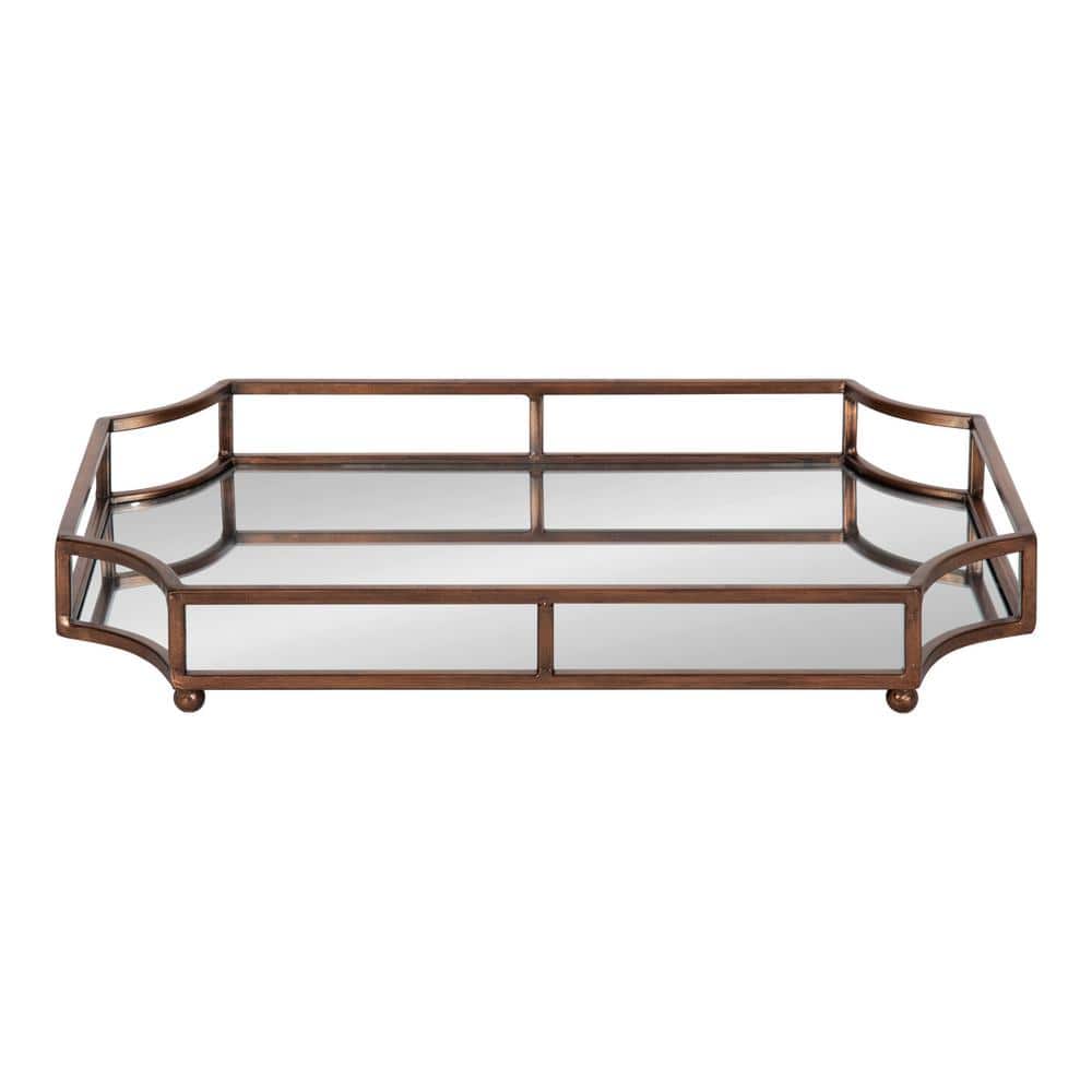 Bronze Scalloped Rectangular Glass Decorative Tray