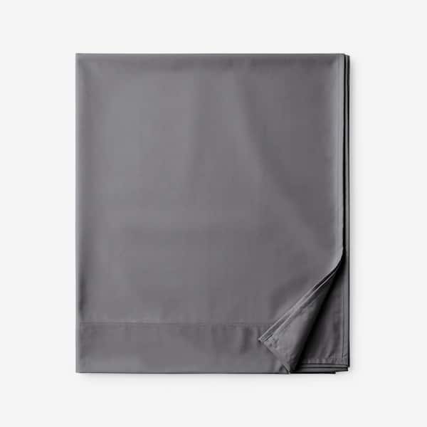 The Company Store Company Cotton Wrinkle-Free Sateen Stone Gray Sateen Full Flat Sheet