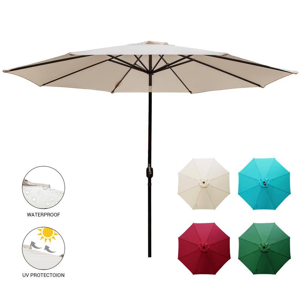 11 ft. Market Patio Umbrella with Push Tilt and Crank in Beige