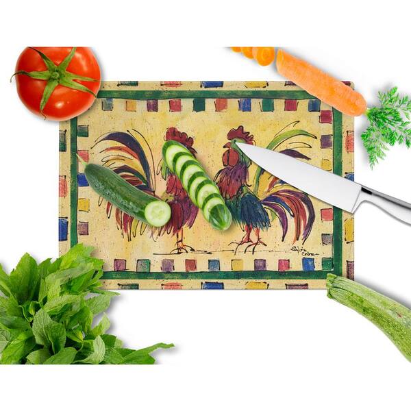 Carolines Treasures 8062LCB 15 x 12 in Large Rooster Glass Cutting Board