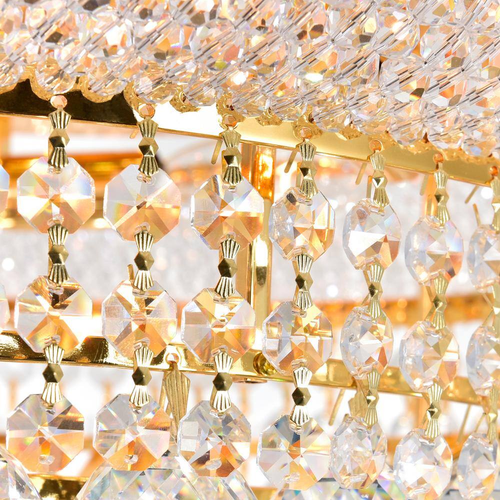 Empire Gold Flush Mount with Clear Crystal and Glass Shade