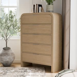 Falkner Natural Modern 5 Drawer 38 in. Chest of Drawers