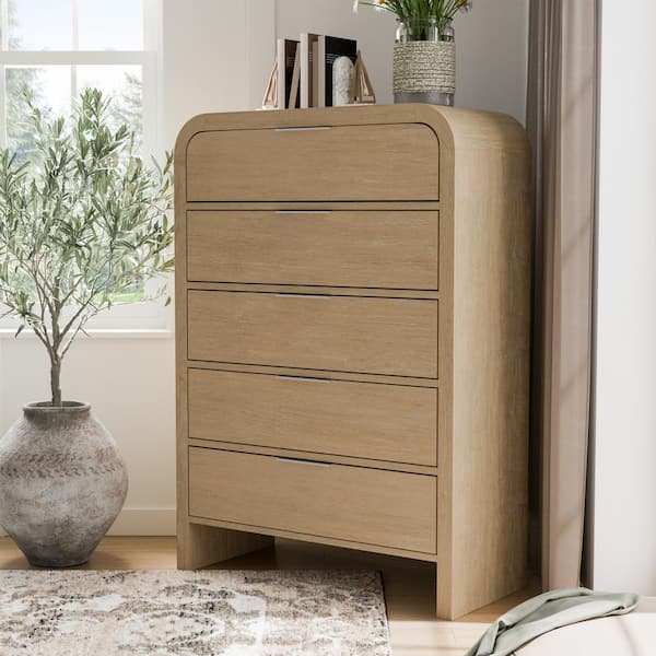 Furniture of America Falkner Natural Modern 5 Drawer 38 in. Chest of Drawers
