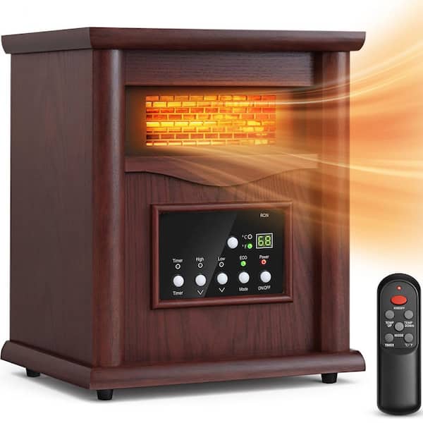 1500-Watt Electric Space Heater with 3-Heating Mode, Thermostat, Remote Control and 12-Hours Timer in Dark Walnut