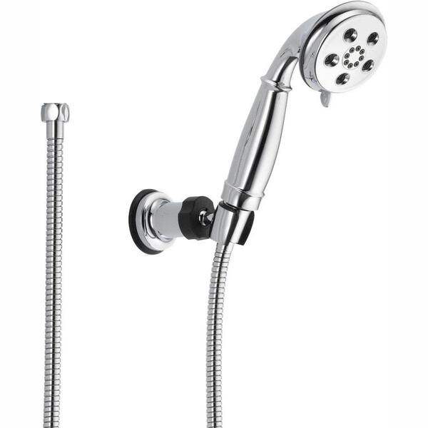 Delta 3-Spray Patterns 1.75 GPM 3.34 in. Wall Mount Handheld Shower Head with H2Okinetic in Chrome