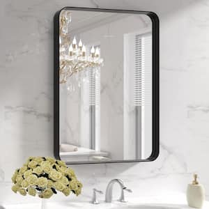 22 in. W. x 30 in. H Rectangular Framed French Cleat Wall Mounted Tempered Glass Bathroom Vanity Mirror in Matte Black