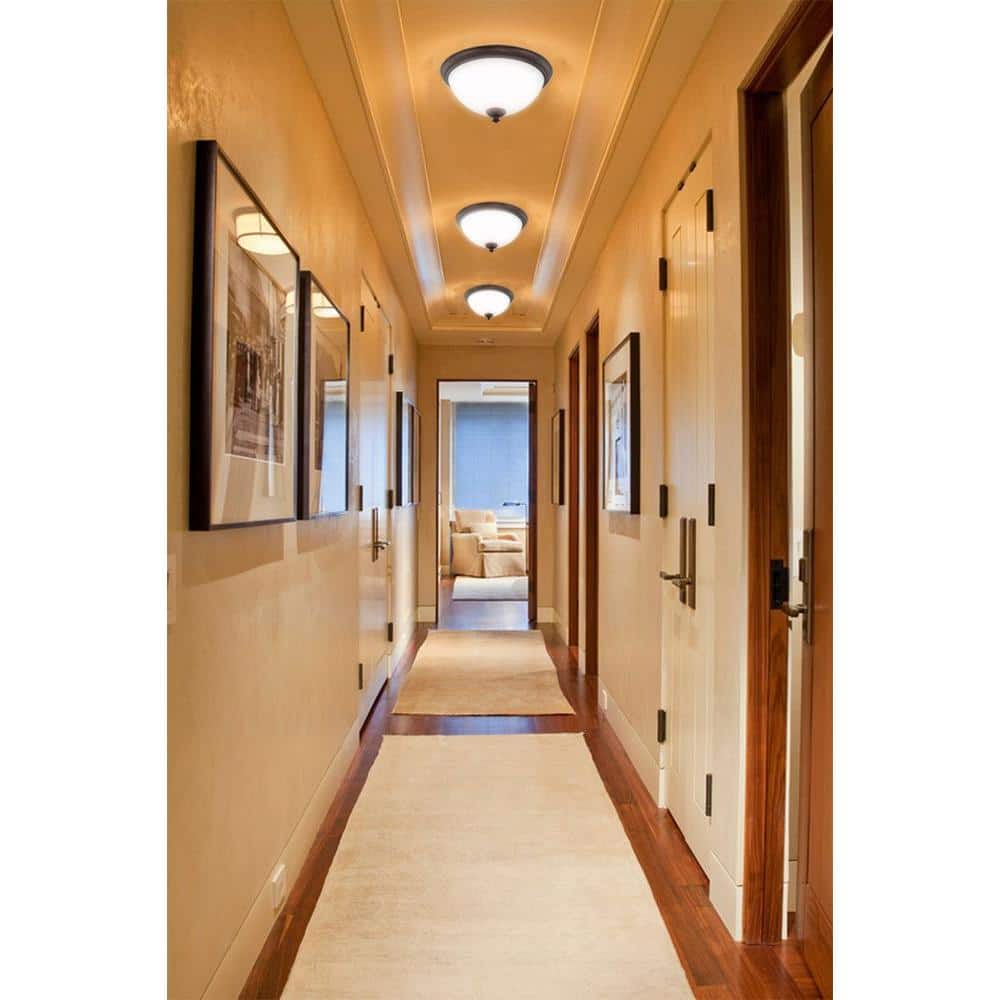 Prairie Bronze 15.75" Frosted Glass Flush Dome Light