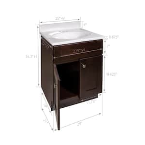 Brookings 25 in. 2-Door Bathroom Vanity in Espresso with Cultured Marble Solid White Top (Ready to Assemble)