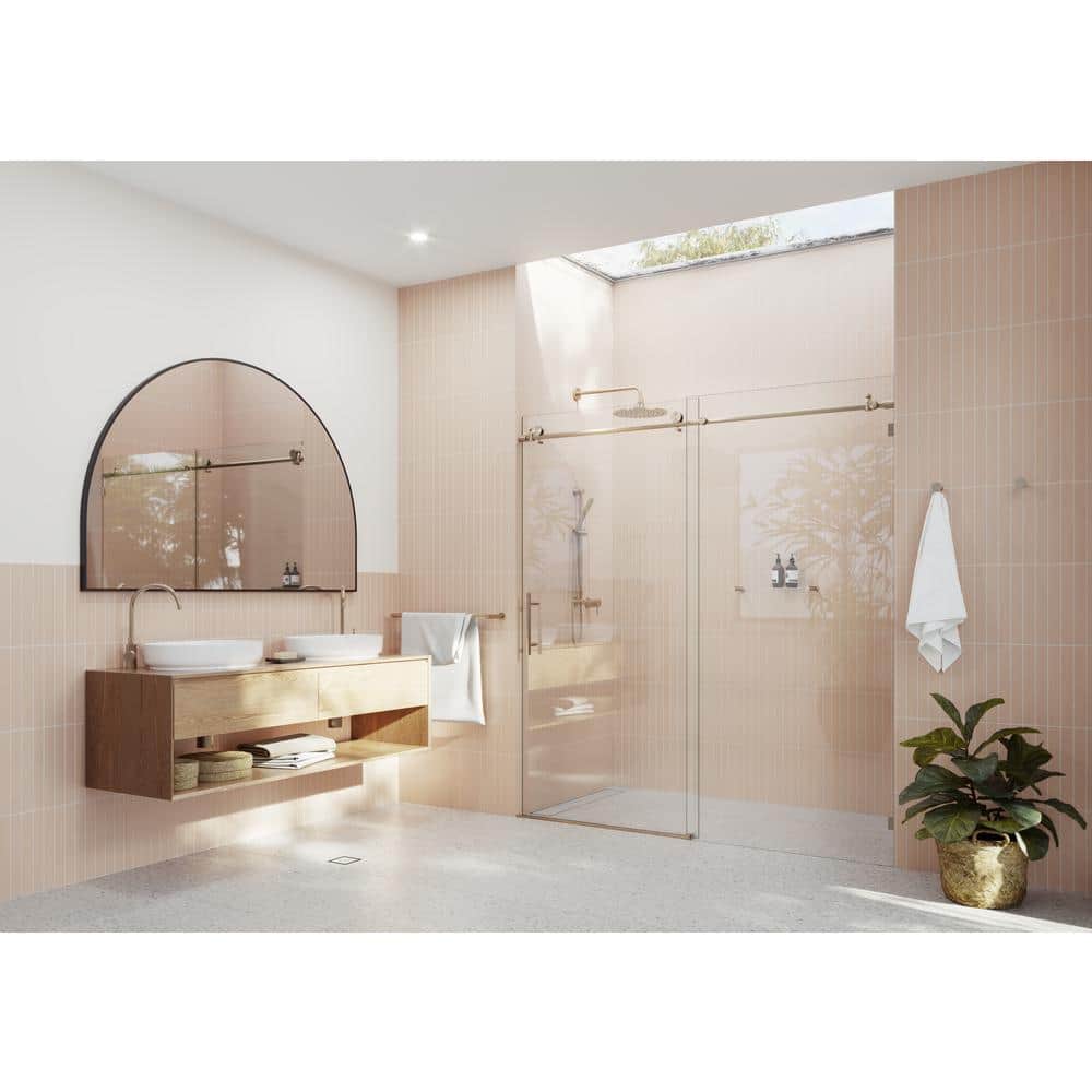 Eclipse 64'' Bronze Frameless Sliding Shower Door