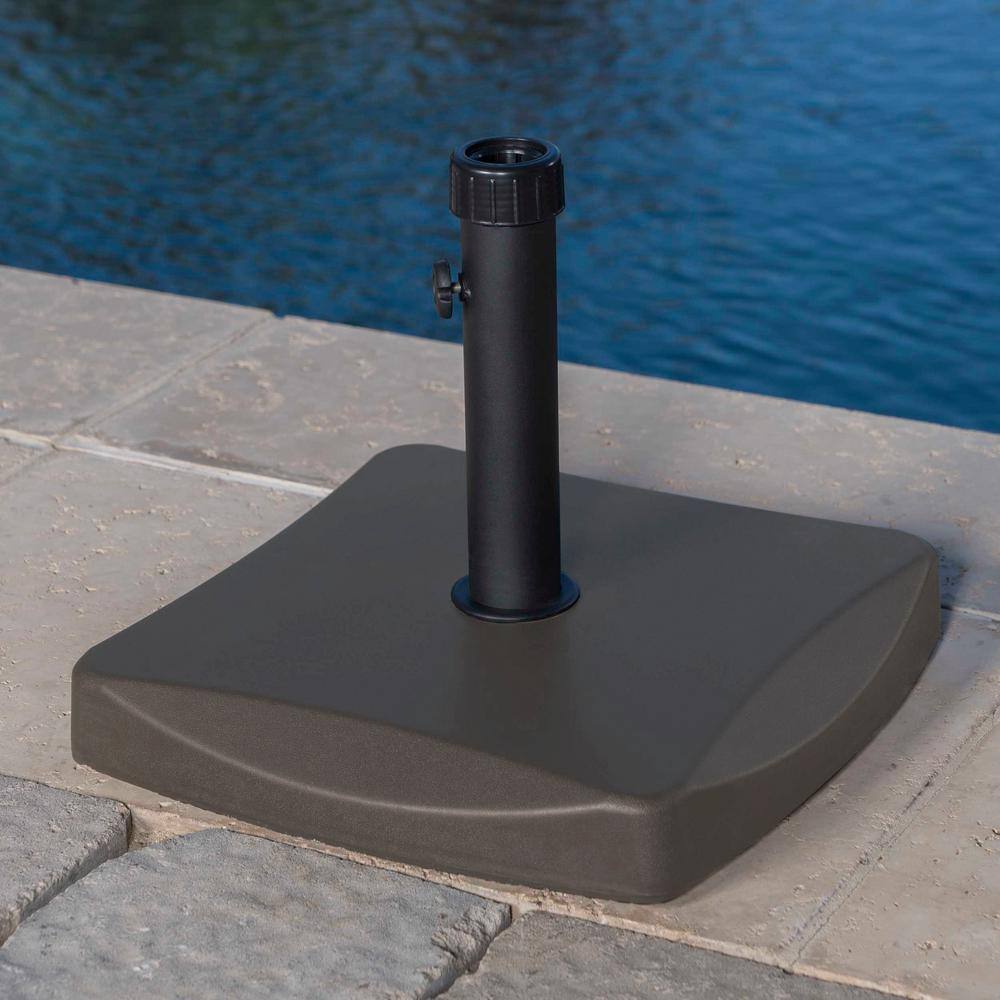 Brown Concrete and Iron Square Umbrella Base, 62 lb