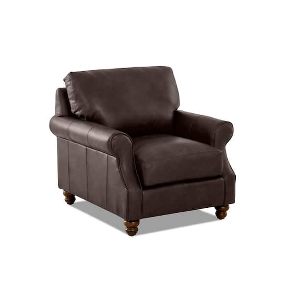 AVENUE 405 Winston Leather Down Blend Driftwood Accent Chair