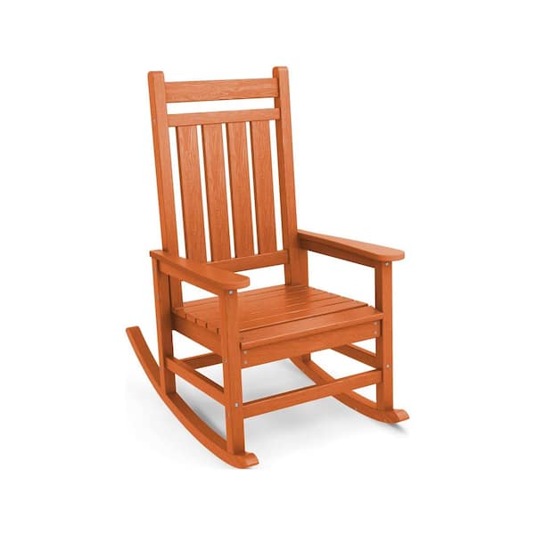 ITOPFOX Orange Plastic Outdoor Rocking Chair HDPH033OT045 - The Home Depot