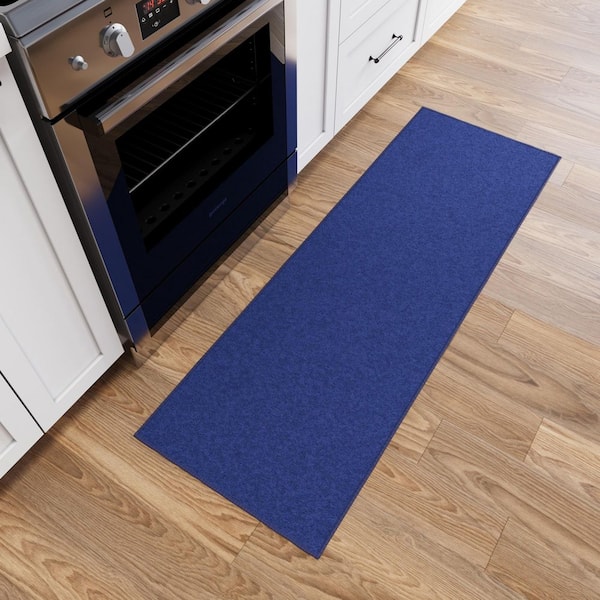 Ottohome Collection Non-Slip Rubberback Modern Solid Design 2x6 Indoor Runner Rug, 2 ft. 2 in. x 6 ft., Navy