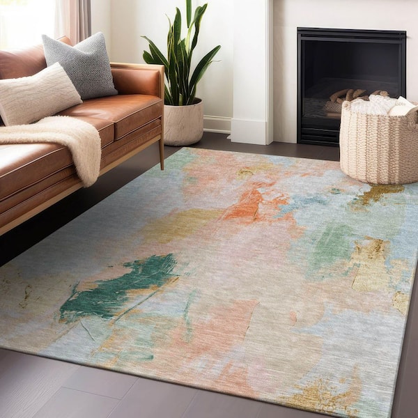 Chantille Machine Washable Indoor/Outdoor Abstract ACN1914 Peach 3 ft. x 4 ft. Area Rug