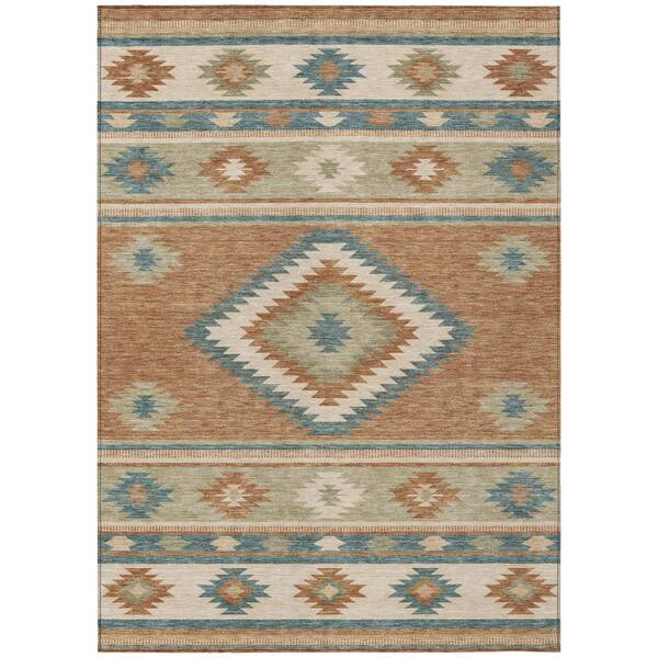 Chantille Machine Washable Indoor/Outdoor Abstract ACN3127 Terracotta 5 ft. x 7 ft. 6 in. Area Rug