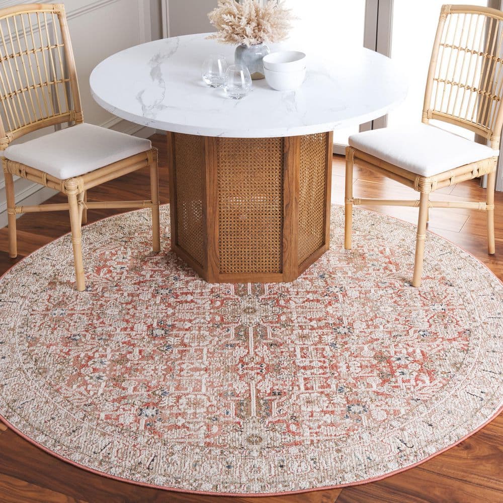 Vivaldi 7 ft. x 7 ft. Rust/Ivory Floral Border Round Area Rug price history on PriceWatchPro