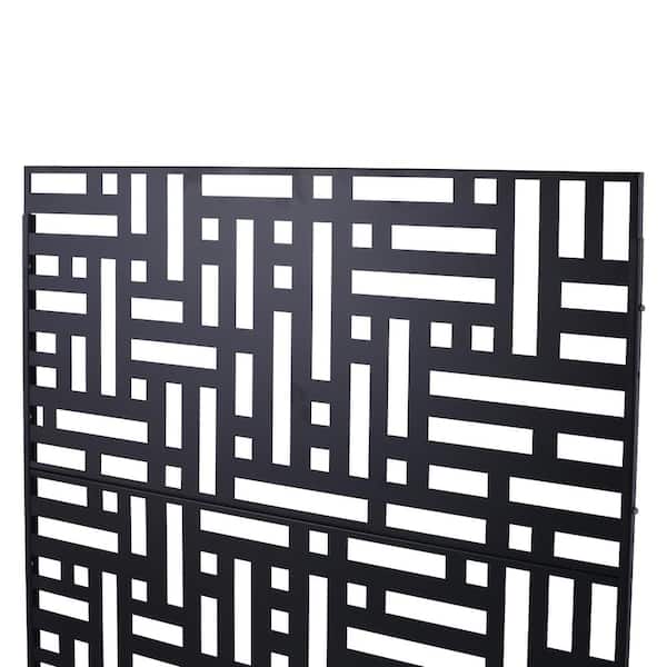 cadeninc 4 ft. x 6.33 ft. Black Steel Privacy Screen Fence Panels