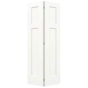 36 in. x 80 in. 3 Panel Craftsman White Painted Smooth Molded Composite Closet Bi-fold Door