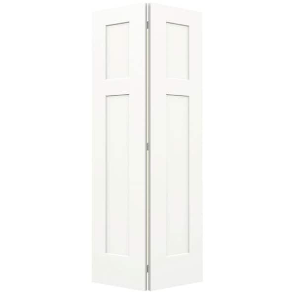 JELD-WEN 36 in. x 80 in. 3 Panel Craftsman White Painted Smooth Molded Composite Closet Bi-fold Door