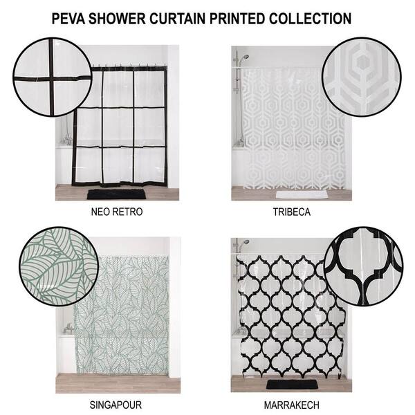 Fashion Printed PEVA Shower Curtain Square Grid Waterproof