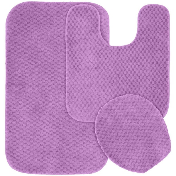 Garland Rug Cabernet Purple 21 in. x 34 in. Washable Bathroom 3-Piece Rug Set