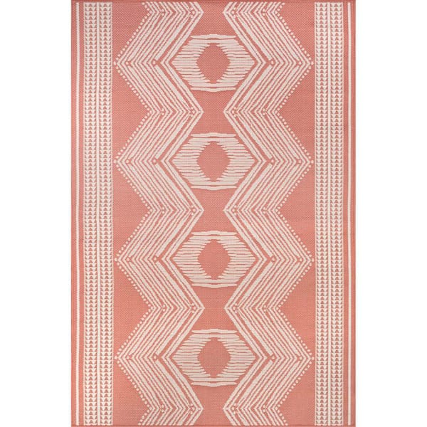 Ranya Tribal Indoor/Outdoor Coral 4 ft. x 6 ft. Accent Rug