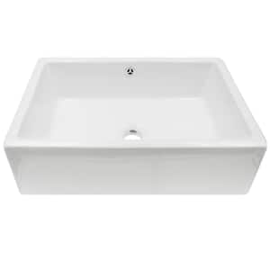 Porcelain Rectangular Vessel Sink in White with Overflow
