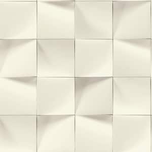 Eyre White Three-Dimensional Geometric Paper Strippable Roll (Covers 56.4 sq. ft.)