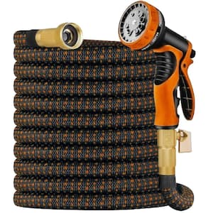 1/2 in. dia. x 150 ft. Garden Hose Set, Durable 2500D Water Hose with Solid Metal Fittings, Fabric Garden Hose, Orange