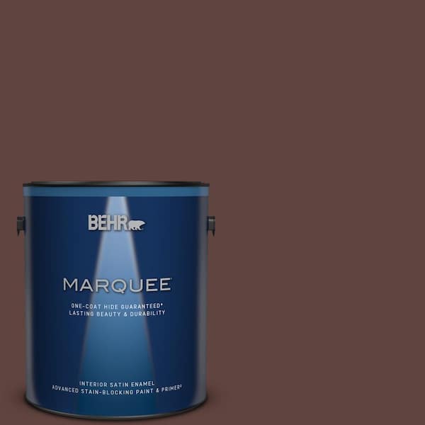 BEHR MARQUEE 1 gal. #MQ1-54 Death by Chocolate One-Coat Hide Satin Enamel Interior Paint & Primer