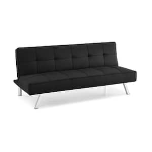 Calgiri 66.1 in. Black Fabric 3-Seater Armless Convertible Tuxedo Sofa