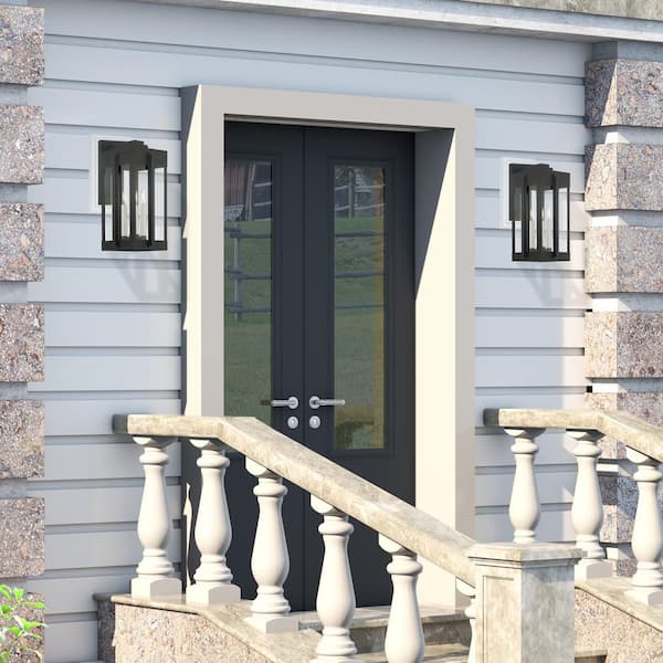 Cottingham 22.5 in. 3-Light Black Outdoor Hardwired Wall Lantern Sconce with No Bulbs Included