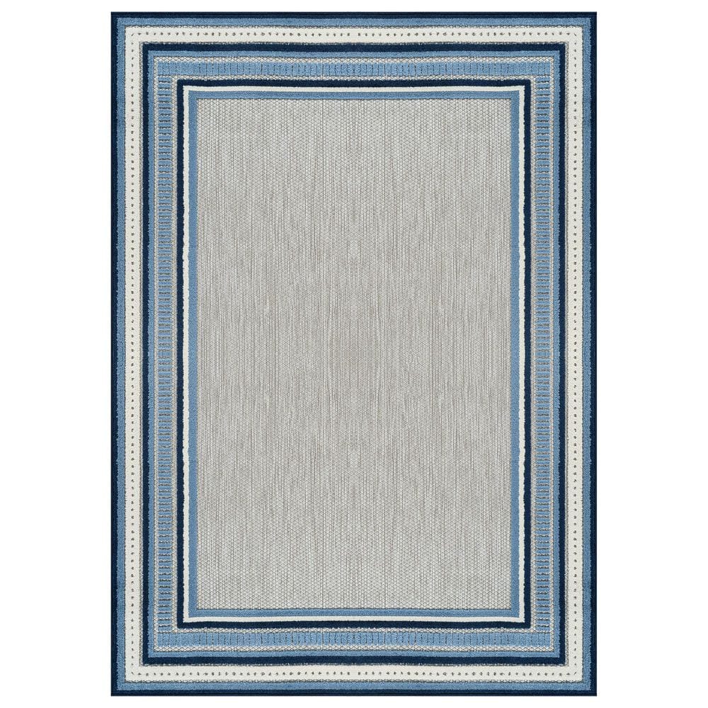 World Rug Gallery Coastal Border Design Indoor/Outdoor High-Low