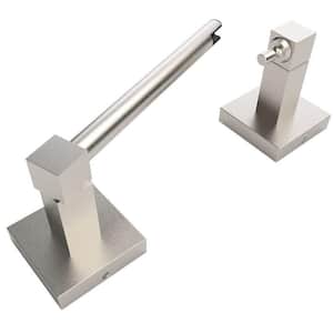 Modern Wall Mounted Brushed Nickel Double Post Pivoting Square Toilet Paper Holder