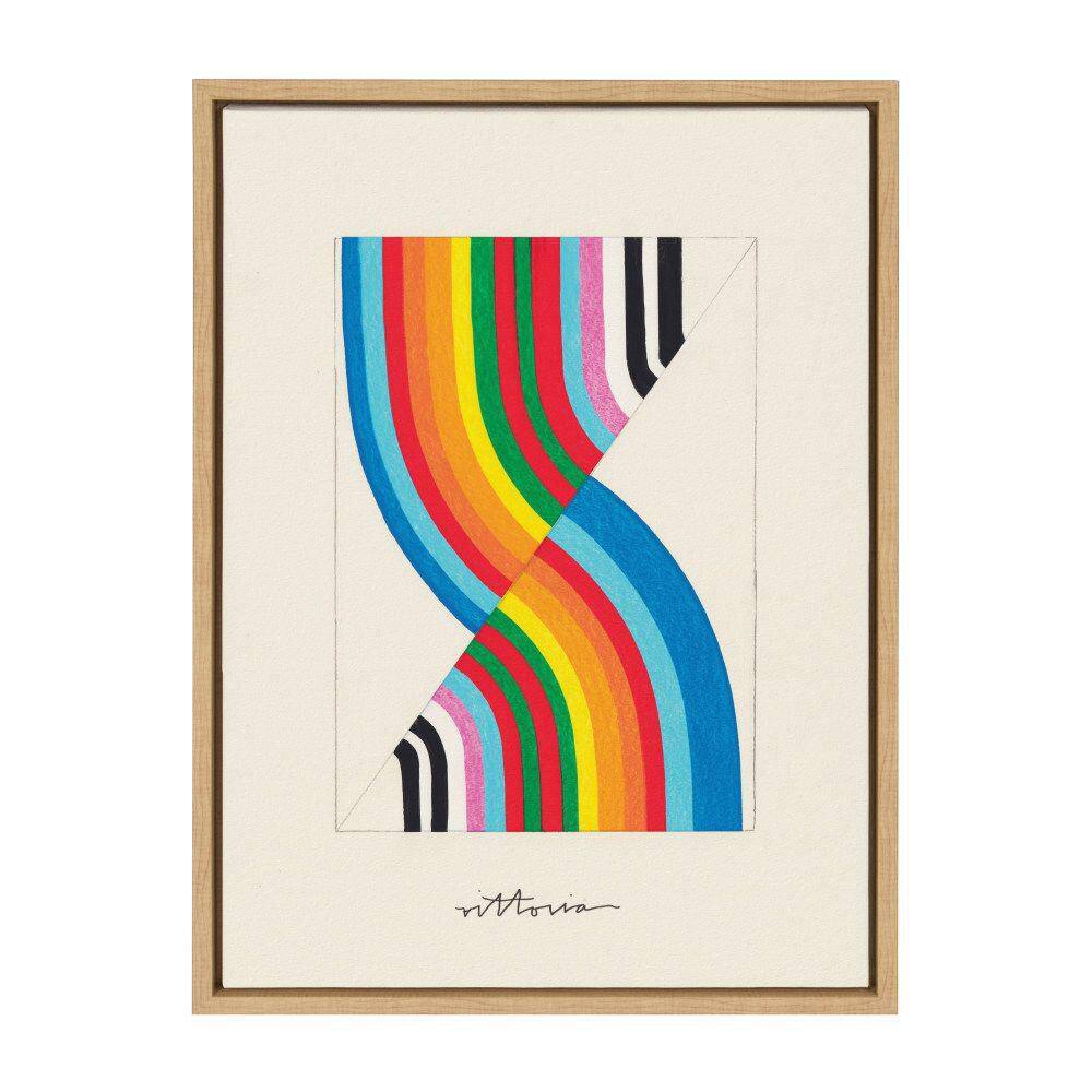 Colorful Geometric Abstract Canvas Print with Natural Frame