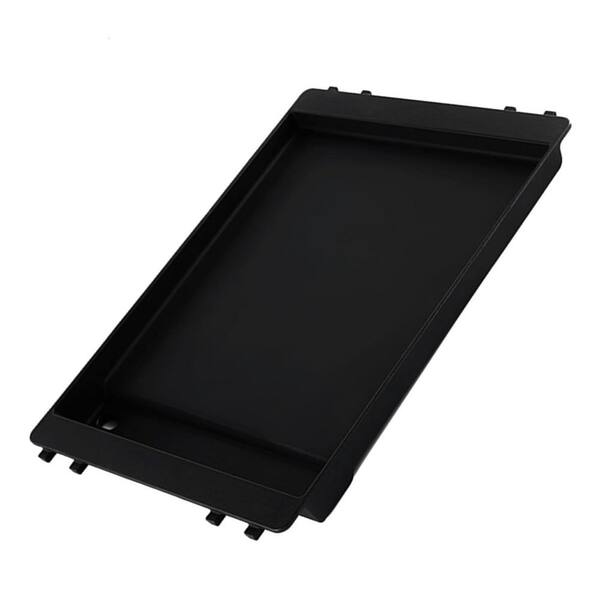 1-Piece Black Cast Iron Flat Top Griddle Plate Even Heating Oil Hole Grill Stove Oven Campfire Compatible Set