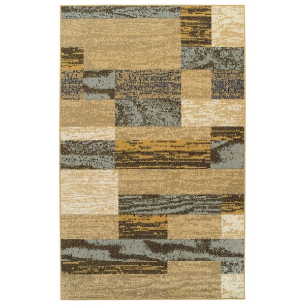 SUPERIOR Rockwood Light Blue-Beige 8 ft. x 10 ft. Rectangle Abstract Geometric Polypropylene Area Rug